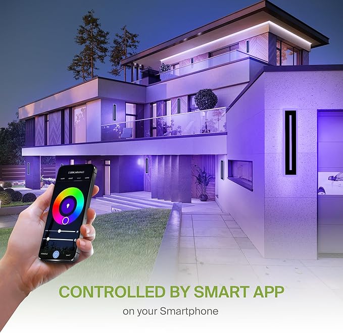 ASD LED 24" Long Wall Mount Light Fixture, Outdoor & Indoor Linear Sconce | RGBW, Smart, Waterproof, Anti-Rust, ETL Listed | 24W 1100LM 2700-6500K 100-277V | Exterior Porch Lighting | Black