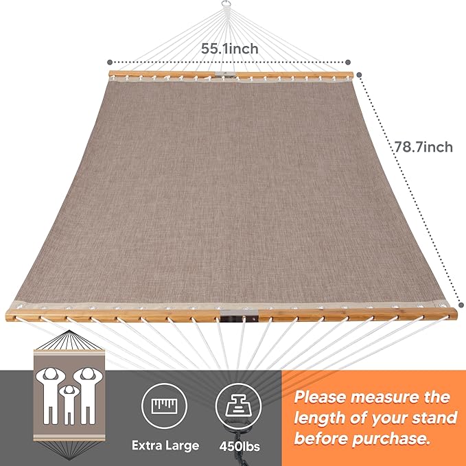 SUNCREAT Hammocks Outdoor Hammock with Spreader Bar, Poolside Portable Hammock for Outside, Coffee