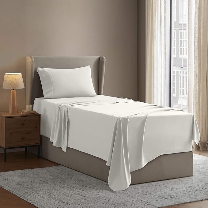 Nestl Twin Sheet Set - 1800 Ultra-Soft Microfiber Twin Bed Sheets - Double Brushed - Deep Pockets - Easy Fit - Extra Soft - 3 Piece Set - Bedding Sheets & Pillowcases (Twin, Off White)