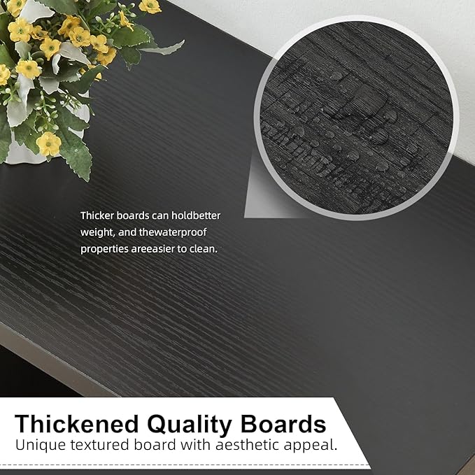 HOMISSUE Entryway Console Table, Rustic Console Tables with Wide Storage, Industrial Foyer for Entry with 3-Tier Open Shelves, Entryway Table for Living Room, Hallway, Black, 47 Inch