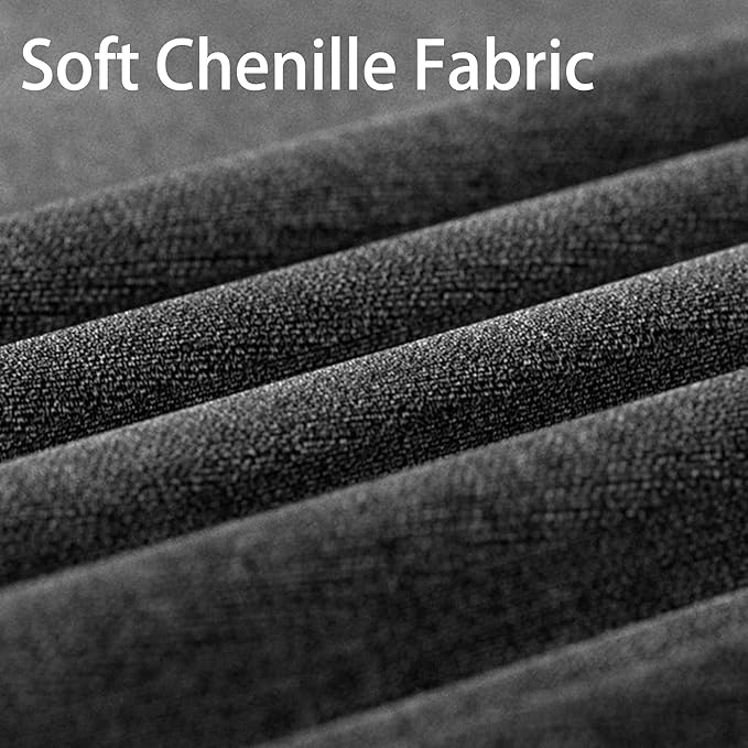 VKNOW Mid-Century Accent Chairs Set of 2, Modern Upholstered Chenille Armchair for Living Room,Comfy Reading Accent Chairs with Wood Legs for Bedroom, Dark Grey