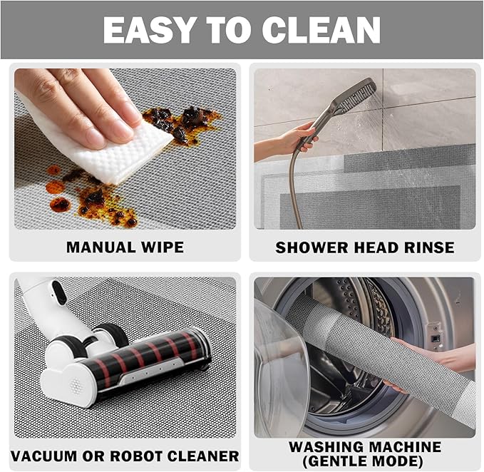 Non Slip Long Bathroom Runner Rug Bath Mat, Rubber Backing Ultra Thin Bathroom Rugs Fit Under Door Quick Dry Super Absorbent Washable Shower Mat for Bathtub Sink Floor, Grey 17"x59"