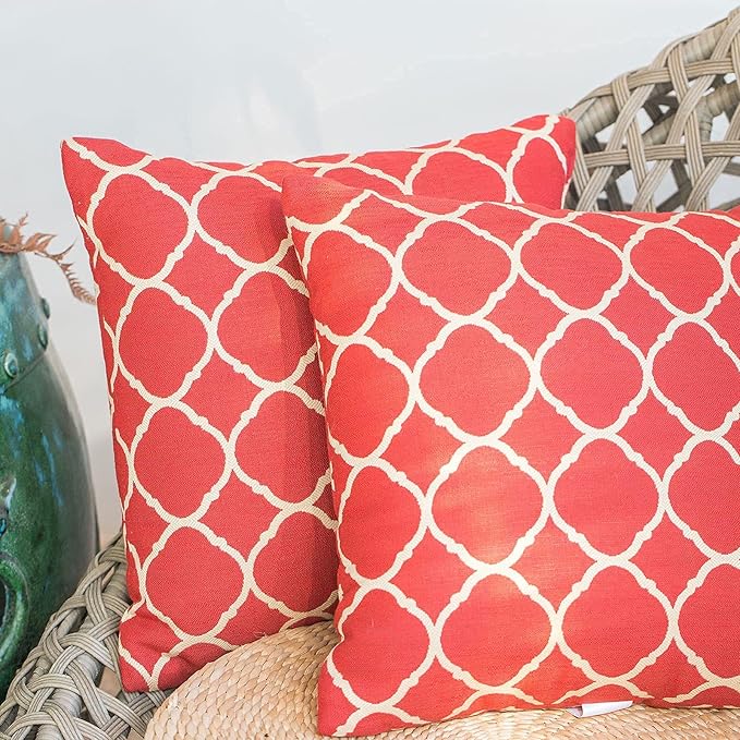 JMGBird Outdoor Pillows for Patio Furniture 18''x18'' Waterproof Decorative Patio Furniture Pillows Indoor Throw Pillows with Inserts, Square Throw Pillow for Couch, Bed, Sofa, Bench, Chair, Set of 2