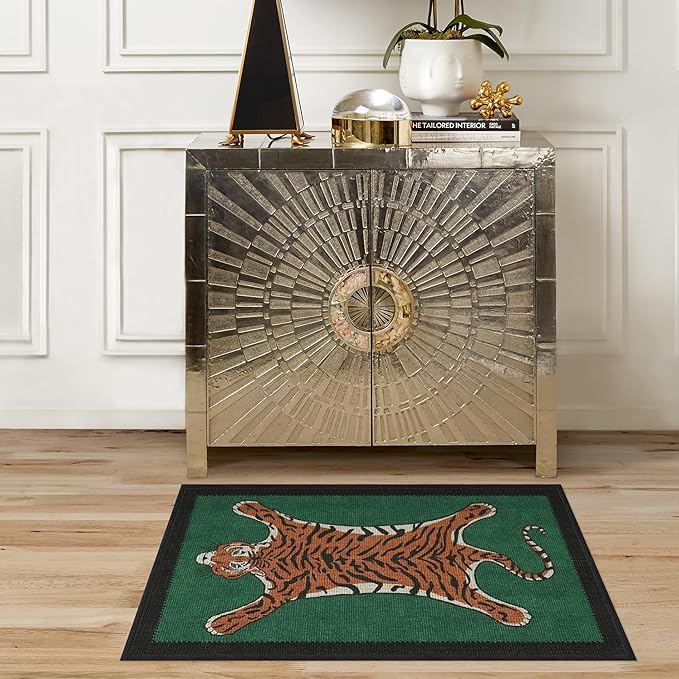 RUGGABLE x Jonathan Adler Machine Washable Modern Area Rug – Tiger Emerald 2x3, Stain-Resistant, Non-Slip – Small Rugs for Living Room, Bedroom, Hallway, Entryway & Bathroom–with Standard Pad