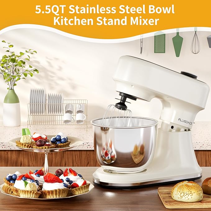 9-IN-1 Stand Mixer, 660W 12-Speed Kitchen Mixer, 5.5QT Bowl Household Food Mixers include Dough Hook, Whisk and Beater, Food Mixer for Most Home Cooks, Kitchen Scale for Baking and Most Home Cooks
