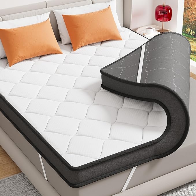 ELEMUSE 3 Inch King Size Memory Foam Mattress Topper, High Density Gel Foam Bed Toppers with Cooling Pillowtop for Back Pain Relief, Medium Firm Mattress Pad for Comfort Body Support