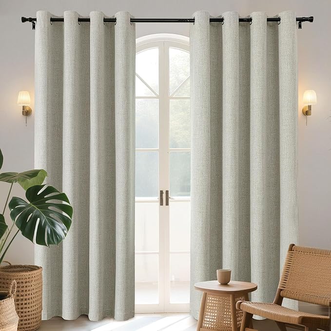 Joydeco Blackout Room Divider Curtains, Extra Wide Light Beige Sliding Door Drapes Living Room Curtains, 1 Panel 100W x 90L Inch Patio Door Drapes for Room Privacy