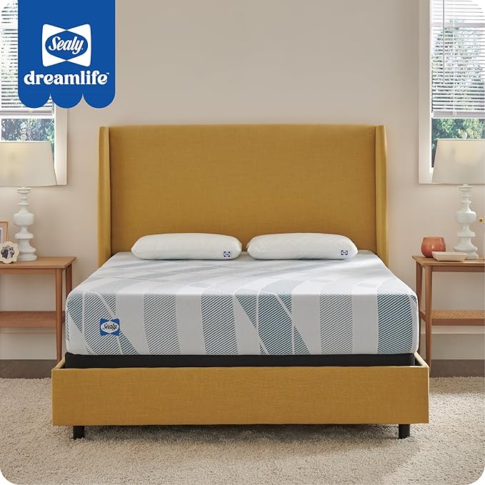 Sealy Dreamlife 10” Hybrid Mattress-in-a-Box, Queen, SealyComfort Gel Memory Foam, SealyResponsive Encased Coils, Surface-Guard Technology