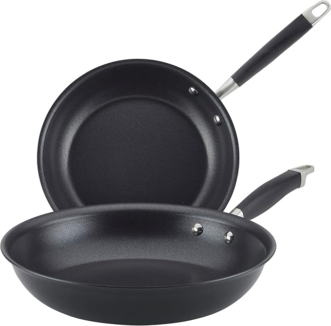 Anolon Advanced Home Hard-Anodized Nonstick Skillets (2 Piece Set- 10.25-Inch & 12.75-Inch, Onyx)