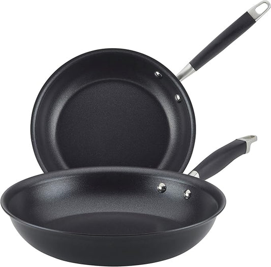 Anolon Advanced Home Hard-Anodized Nonstick Skillets (2 Piece Set- 10.25-Inch & 12.75-Inch, Onyx)