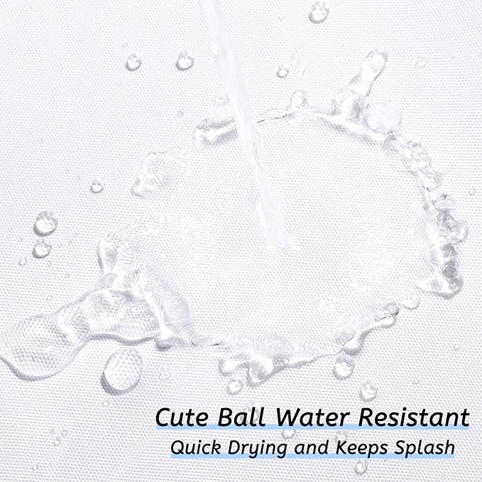 Furlinic 72x75 Waterproof No Hook Needed White Shower Curtain,Soft Polyester Fabric Bathroom Curtain with 10 Rustproof Split Grommet,Light Weighted & Washable, Hotel Style, Standard Size.