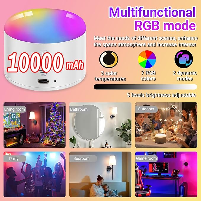 Battery Operated Wall Sconce Light with Remote Control, Dimmable Wall Sconce Set of 2 with White Fabric Shade, Indoor Wireless Battery Operated Wall Lamp Light For Bedroom Living Room, Bulb Included (