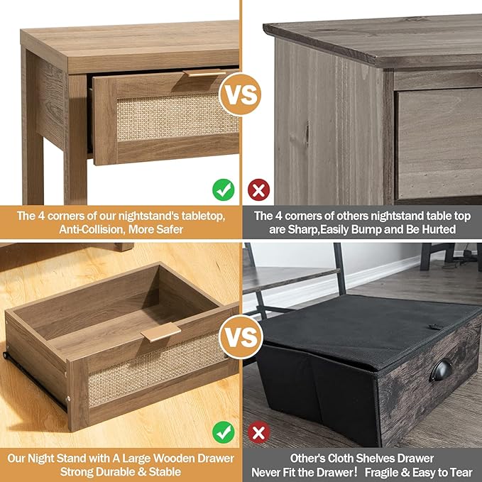 SICOTAS Console Table with Rattan Drawers - Boho Rattan Entryway Table with Storage, Small Console Tables for Entryway, Entry Tables for Hallway