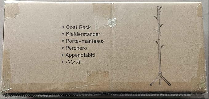 Pipishell Coat Rack Sturdy Wooden Coat Rack Stand, Adjustable Coat Tree, Free Standing Tree Hanger with 4 Sections & 8 Hooks, for Home/Bedroom/Office/Hallway/Entryway