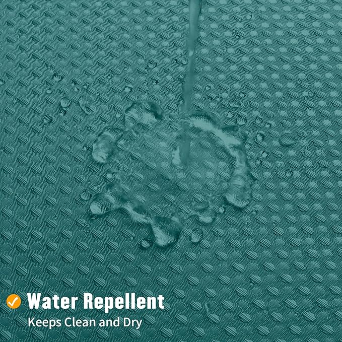 MitoVilla No Hooks Needed Dark Green Waffle Shower Curtain with Snap-in Liner, Modern Waffle Weave Fabric Cloth Shower Curtain for Luxury Neutral Hotel Spa Bathroom Decor, 72 x 74, Seaweed Green