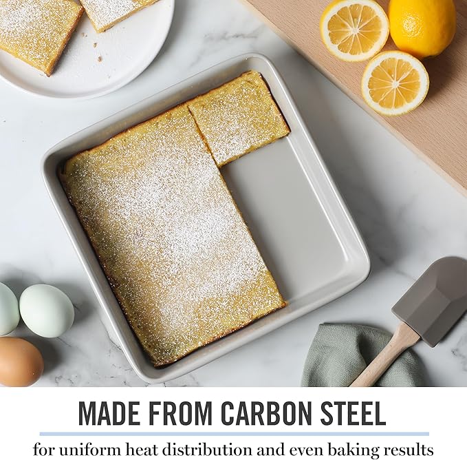 Martha Stewart Gallen 9 Inch Square Nonstick Carbon Steel Cake Pan - Cool Grey