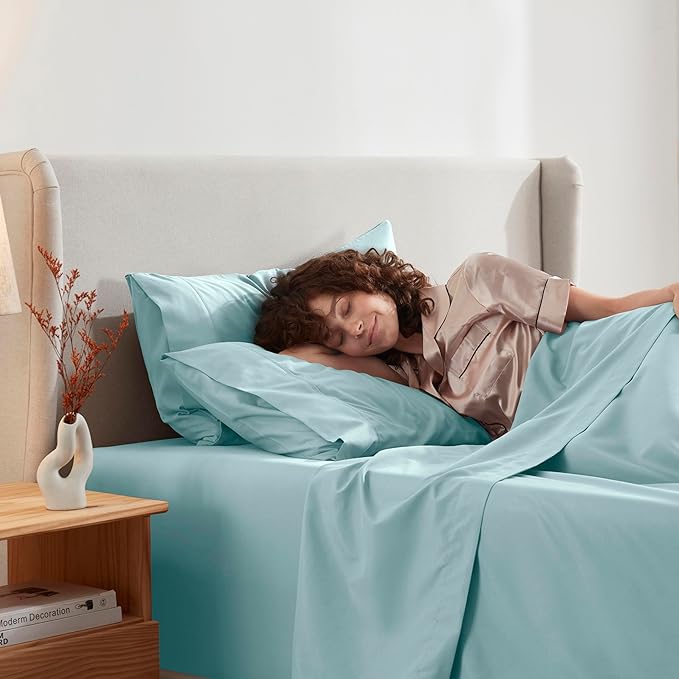 Nestl Twin Sheet Set - 1800 Ultra-Soft Microfiber Twin Bed Sheets - Double Brushed - Deep Pockets - Easy Fit - Extra Soft - 3 Piece Set - Bedding Sheets & Pillowcases (Twin, Light Blue)