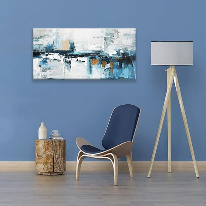 Tsomzxng Abstract Canvas Art Wall Decor Painting Abstract Wall Decor 20x40 Inch Decorations Blue And White Wall Art Office Canvas Picture Artwork For Bedroom Kitchen