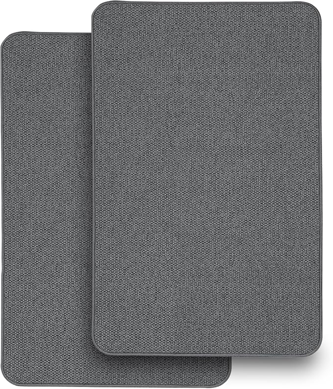 2 Pack Thin Bathroom Rugs, Bath Mat Super Absorbent, Bath Rugs Rubber Backing Non-Slip, Quick Dry Machine Washable, Cozy Cloth Bathroom Mat fit Under Door/Sink/Bathtub/Shower/Kids 17''x27''-DarkGrey