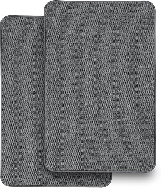 2 Pack Thin Bathroom Rugs, Bath Mat Super Absorbent, Bath Rugs Rubber Backing Non-Slip, Quick Dry Machine Washable, Cozy Cloth Bathroom Mat fit Under Door/Sink/Bathtub/Shower/Kids 17''x27''-DarkGrey