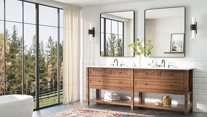 TETOTE Black Vanity Mirror 30 x 36 Inch Matte Metal Black Frame Mirror for Wall, Tempered Glass, Modern Farmhouse Wall Mounted Mirror for Decorative(Horizontal/Vertical)