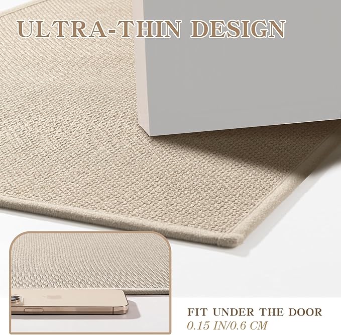 chakme Bathroom Rugs Mat 59x25, Ultra Thin Non Slip Bath Mat Large Quick Dry Absorbent Bath Mat for Bathroom Floor, (Light Beige, 59"x25")
