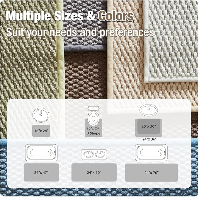 Bathroom Rugs Non Slip Washable, Super Absorbent Thin Bath Mat Small Quick Dry Low Pile Bathroom Rug, Brown 16"x24"