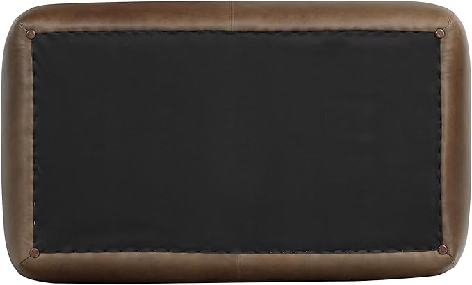 POLY & BARK Denver Leather Ottoman in Cocoa Brown