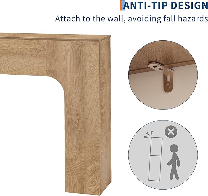 GarveeHome 63 Inch Farmhouse Console Table, Narrow Wood Entryway Table Behind Couch, Slim Rustic Hallway Furniture for Living Rooms, Foyers & Apartments, Deep Oak