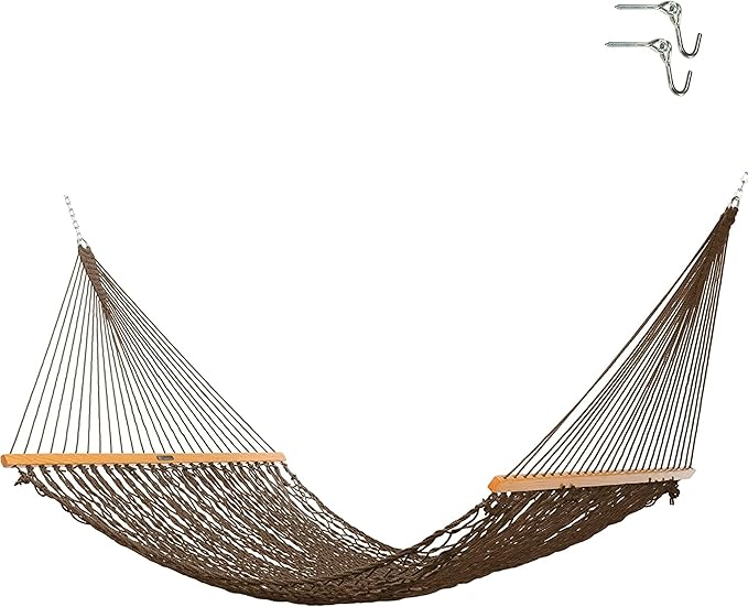Original Pawleys Island 15DCAB Presidential Antique Brown Duracord Rope Hammock w/Extension Chains & Tree Hooks, Handcrafted in The USA, Accommodates 2 People, 450 LB Weight Capacity, 13 ft. x 65 in.