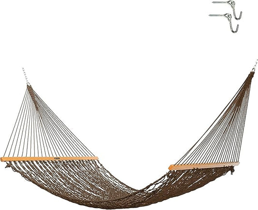 Original Pawleys Island 15DCAB Presidential Antique Brown Duracord Rope Hammock w/Extension Chains & Tree Hooks, Handcrafted in The USA, Accommodates 2 People, 450 LB Weight Capacity, 13 ft. x 65 in.