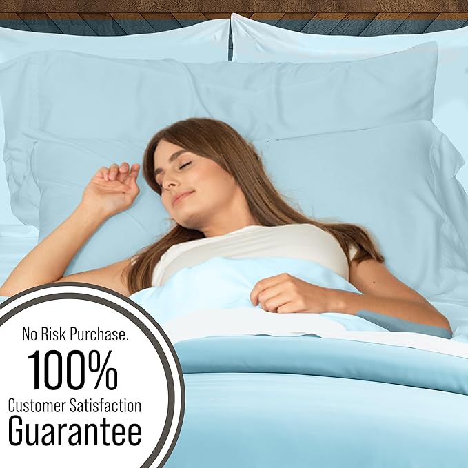 Bella Coterie Luxury Bamboo Viscose Split King Size Sheet Set | 100% Organically Grown | Ultra Soft | Cooling for Hot Sleepers | 18" Deep Pocket [Coastal Blue]