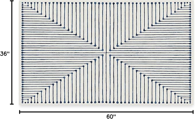 RUGGABLE x Jonathan Adler Machine Washable Modern Area Rug – Inkdrop Slate Blue 3x5, Stain-Resistant, Non-Slip – Small Rugs for Living Room, Bedroom, Hallway, Entryway & Office–with Cushioned Pad