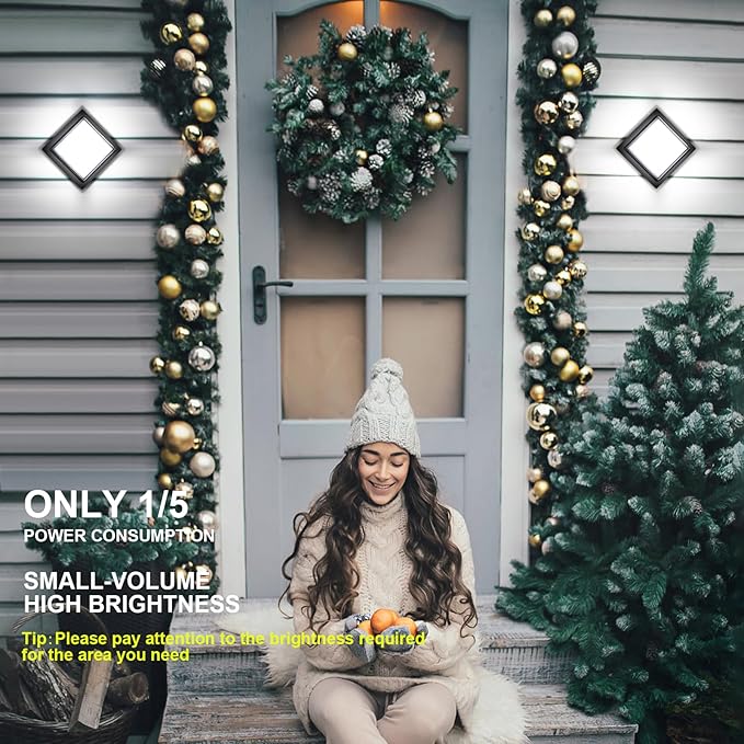 Exterior Wall Lights, Modern Waterproof Outdoor Wall Mount Lighting, Black Square Small Led Porch Light with Anti-Rust 6000K Daylight 12W for Garage, Entryway,House