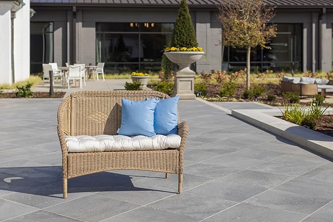 RSH DECOR: Sunbrella Square Throw Pillows Set of 4 | 20" x 20" | Water and Fade-Resistant Performance Fabric | Outdoor Pillow Covers with Down-Alternative Inserts | Canvas Air Blue