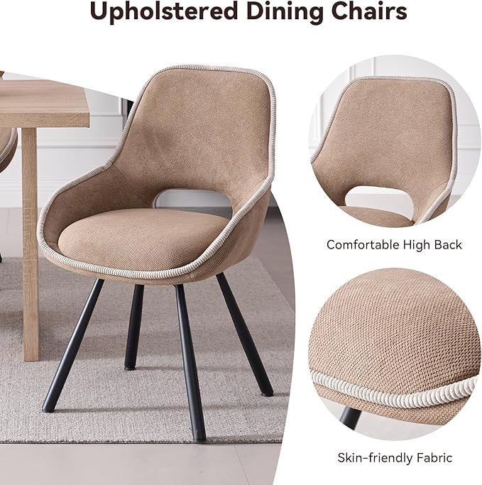 47" Round Dining Room Table Set for 4, [Fanned Base] [1.38" Thick Top] Wood Kitchen Table with 4 Swivel Dining Chairs