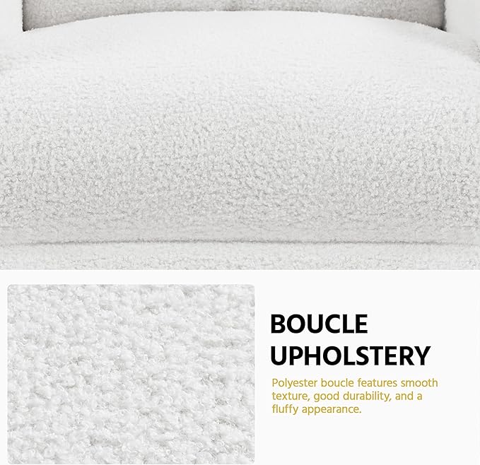 Yaheetech Boucle Recliner Chair Single Sofa Home Theater Seating Adjustable Modern Single Reclining Chair for Living Room Bedroom Home Theater White