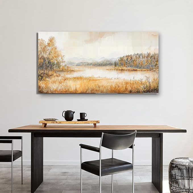 KUPTEU Canvas Wall Art Decor Wall Art Pictures for Living Room Coastal Landscape Art Prints Art Work for Wall Decor Lakeside Wall Decorations Artwork for Walls Bedroom Home Aesthetic Decor 20"X40"