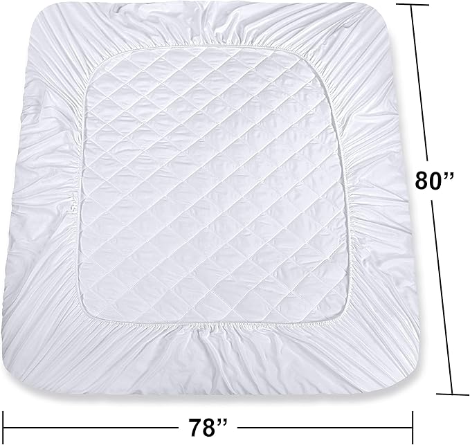 Utopia Bedding Quilted Fitted Mattress Pad, King Size, Elastic Fitted Mattress Topper Protector and Cover Stretches up to 16 Inches Deep, Machine Washable (White, Pack of 9)
