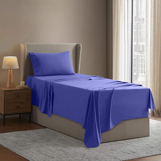 Nestl Twin Sheet Set - 1800 Ultra-Soft Microfiber Twin Bed Sheets - Double Brushed - Deep Pockets - Easy Fit - Extra Soft - 3 Piece Set - Bedding Sheets & Pillowcases (Twin, Royal Blue)