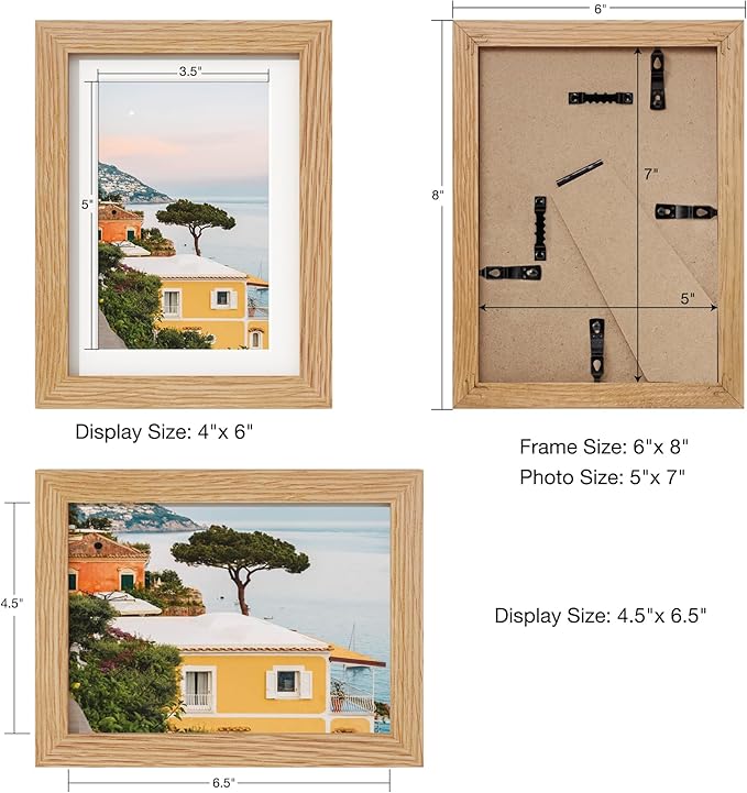 Axeman 5x7 Picture Frame | Solid Oak Wood Picture Frame | 5x7 Frame With Mat For 4x6 | 5 x 7 Photo Frame | 5x7 Wood Picture Frame | 5 By 7 Picture Frame | Hanging Hardware Included | Natural