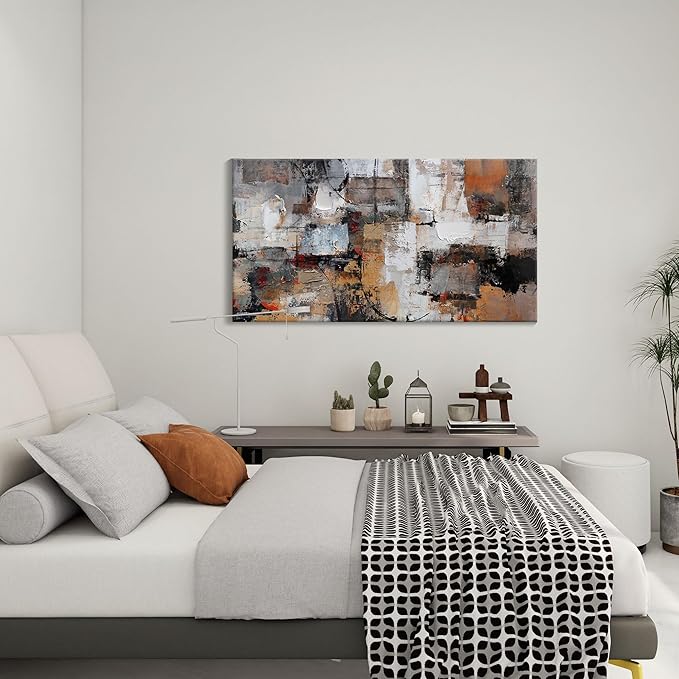 Abstract Canvas Wall Art, Modern Minimalist Wall Art Painting, Brown Room Decorations, Framed Wall Art for Living Room, Bedroom, Office Artwork Wall Decor - Wall Art 20×40IN
