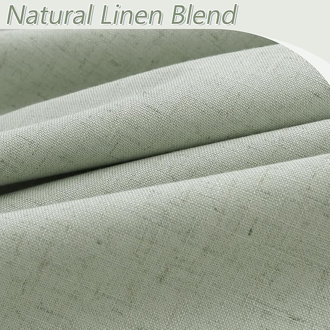 Guken Blackout Curtains 96 Inch Length 2 Panels Set for Living Room Bedroom Back Tab Thermal Insulated 100% Black Out Linen Drapes Room Darkening Window Curtains 96 Inches Long,Mist Sage