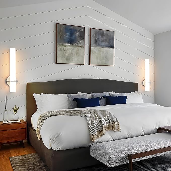 Brushed Nickel Bathroom Sconces Wall Lighting 18W LED Dimmable Vanity Light Fixture, 3000K Modern Wall Light Fixtures Indoor Wall Lamps for Bedroom Living Room Mirror Hallway Porch 18 inch