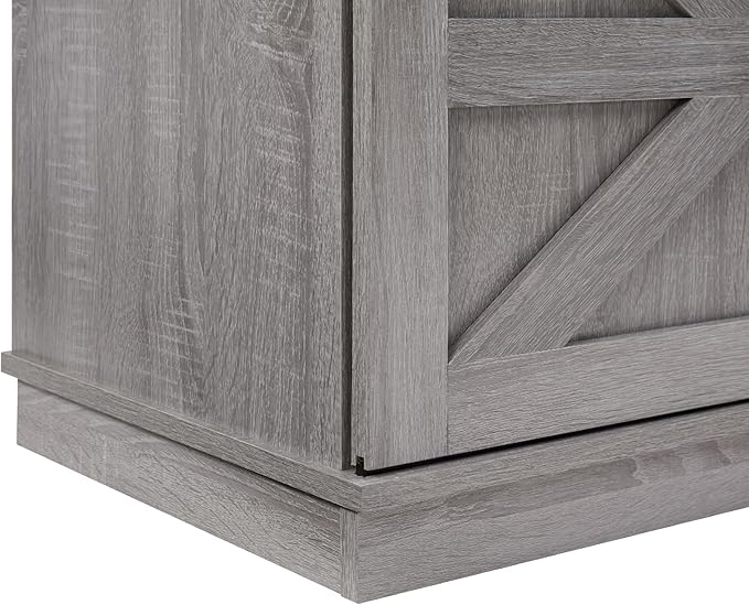 Softa 58" TV Stand, Modern & Farmhouse Wood Entertainment Center for TVs Up to 65", with Sliding Barn Door, Storage Cabinet Table, Adjustable Shelves (Gray)