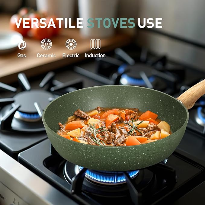 MAISON ARTS Pots and Pans Set Non Stick, 30 Piece Kitchen Cookware & Bakeware Sets with Granite Coating, Pots and Pans Sets for Cooking Nonstick, Green