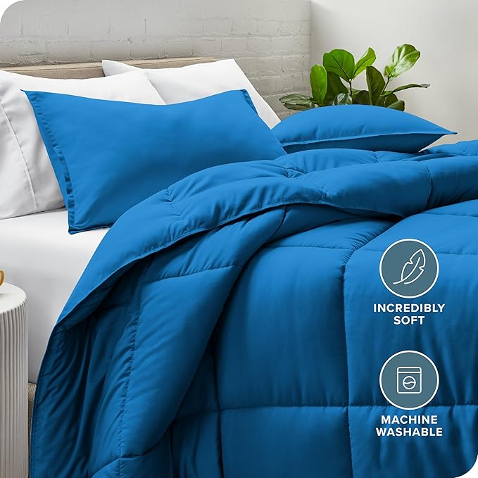Bare Home Comforter Set - Full Size - Ultra-Soft - Goose Down Alternative - Premium 1800 Series - All Season Warmth (Full, Medium Blue)