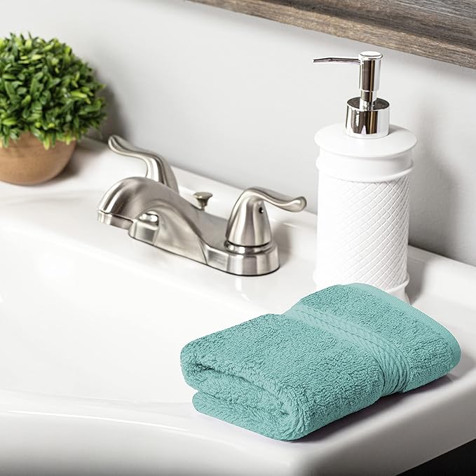 Superior Egyptian Cotton Pile Face Towel/Washcloth Set of 6, Ultra Soft Luxury Towels, Thick Plush Essentials, Absorbent Heavyweight, Guest Bath, Hotel, Spa, Home Bathroom, Shower Basics, Turquoise