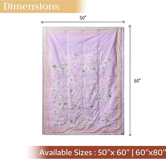 Maison d' Hermine Throw Blanket for Couch Lightweight Soft Warm Breathable Cotton Throw Blankets for Bed Girls Boys Women Men Gifts Sofa Travel Living Room Chair Bedding (50"x60", Magnolia Mornings)