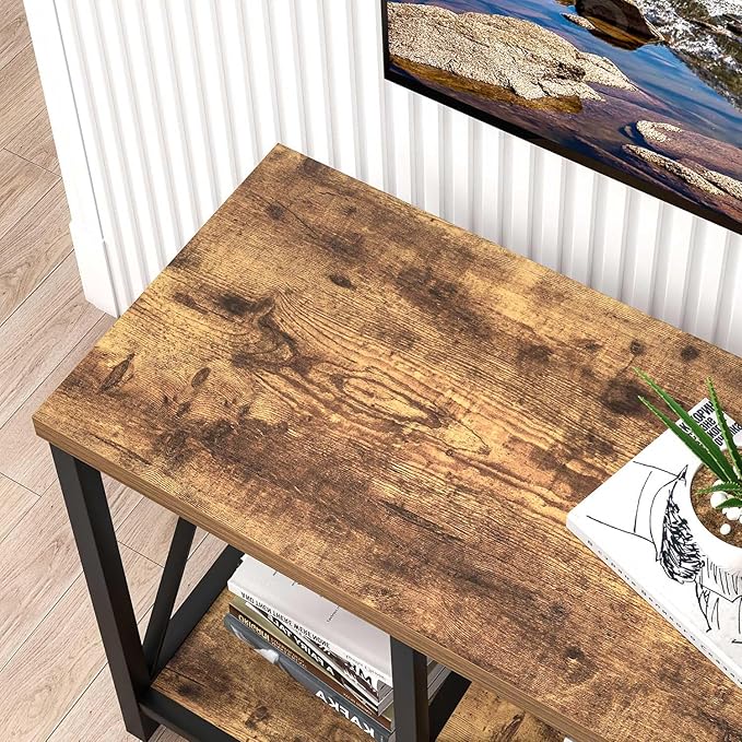 EXCEFUR TV Stand for Televisions up to 55 Inch, Modern Entertainment Center with Storage, Industrial Media TV Console Table for Living Room Bedroom, Rustic Brown 47 Inch